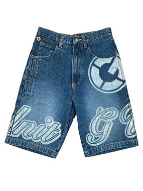 VINTAGE 2000s G-Unit Boys’ Graphic Logo Blue Denim Jean Shorts Size 7